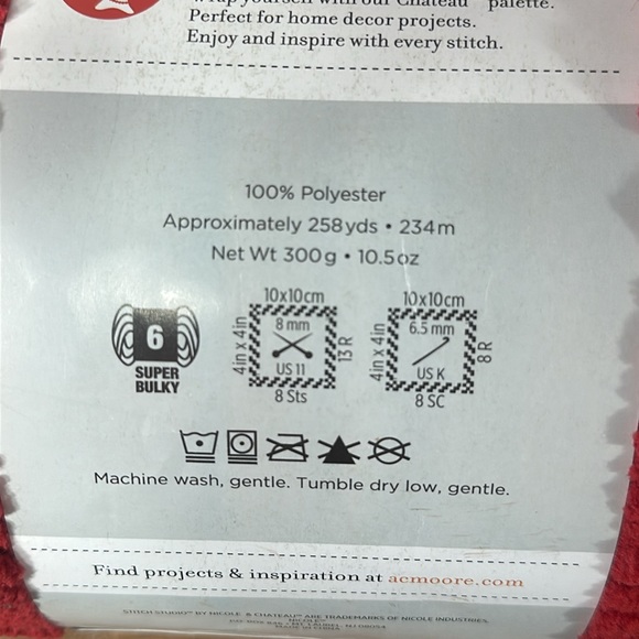 2 New Red Stitch Studio By Nicole Chateau Yarn %100 polyester 258 yds 10.5 oz - Picture 3 of 4